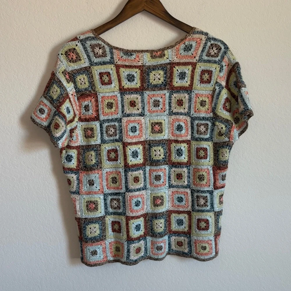 Vintage J. Jill Crochet Button-Up Top - Multicolor, Size Large - Picture 7 of 7